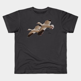 Snow Geese Pair in Flight Kids T-Shirt